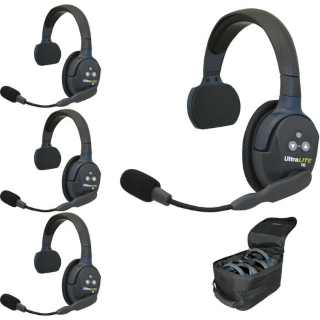 Eartec UltraLITE 4-Person Full-Duplex Wireless Intercom with 4 Single-Ear Headsets (1.9 GHz, USA)