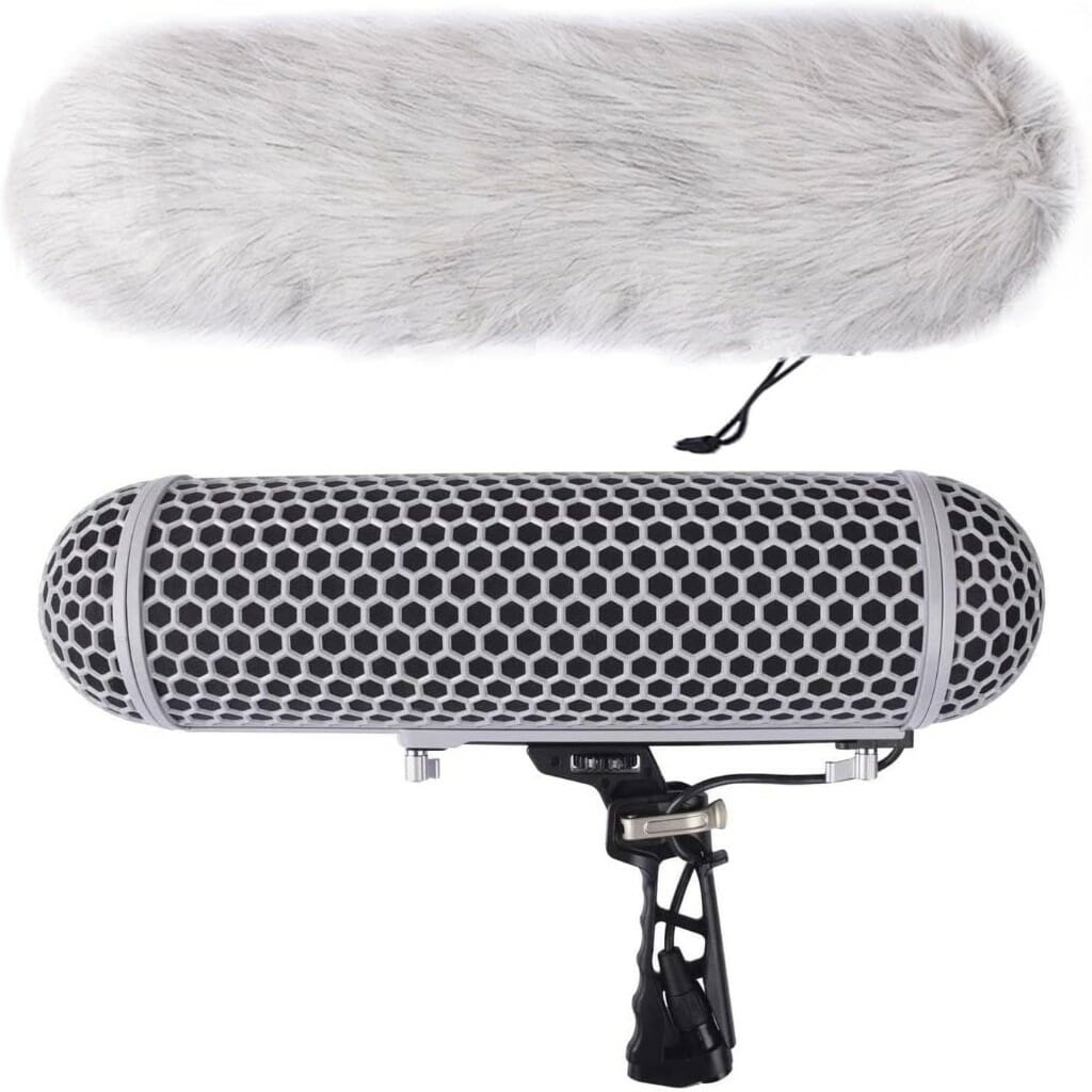 Micolive Microphone Windshield Blimp Windscreen Style Protect Cage and Shock Mount Suspension System